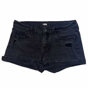 Old Navy Sz 6 Distressed Black Denim Jean Shorts